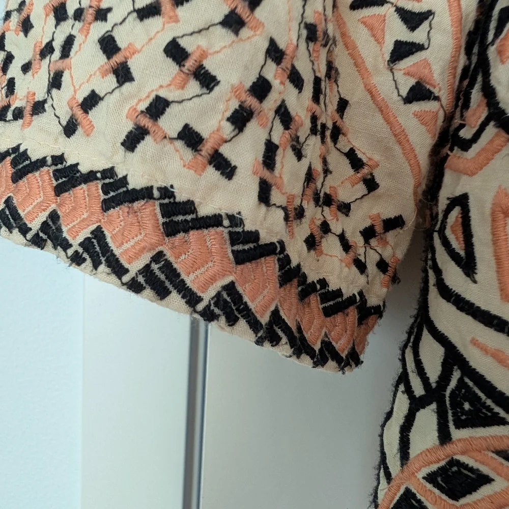 Zara Trafaluc Embroidered Jacket In Peach Cream and Black, Size M - Picture 8 of 8